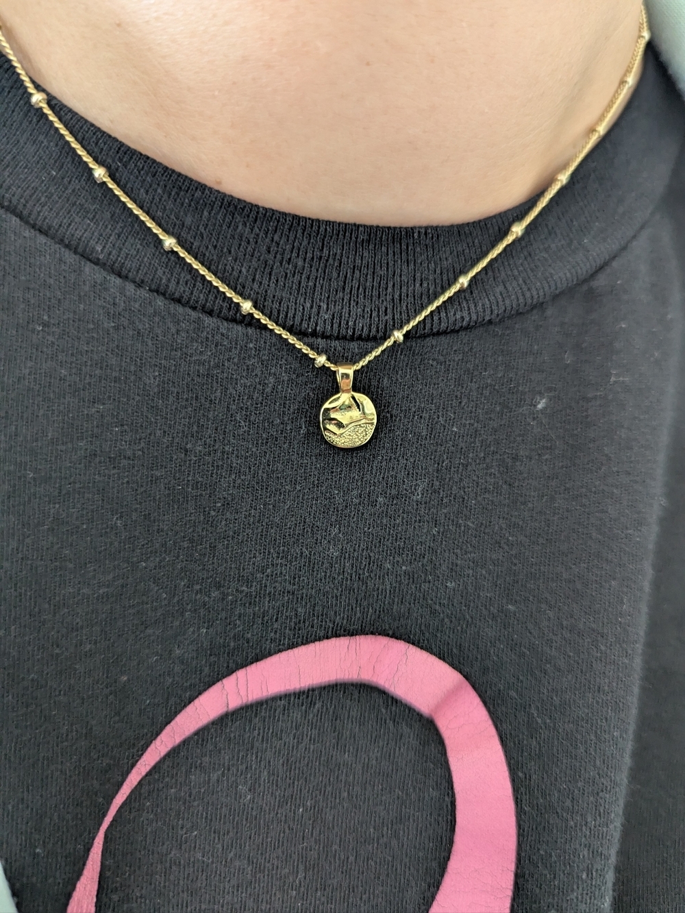 Gorjana Shorebreak Necklace 18k Gold Plated Coin Pendant 16” Dainty Ocean
